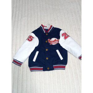 Little Rebels Boys Baseball Varsity Jacket Size 24 months Red White Blue Snap Up